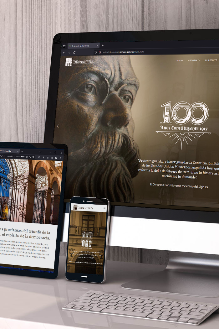 Responsive website on a computer, tablet and mobile